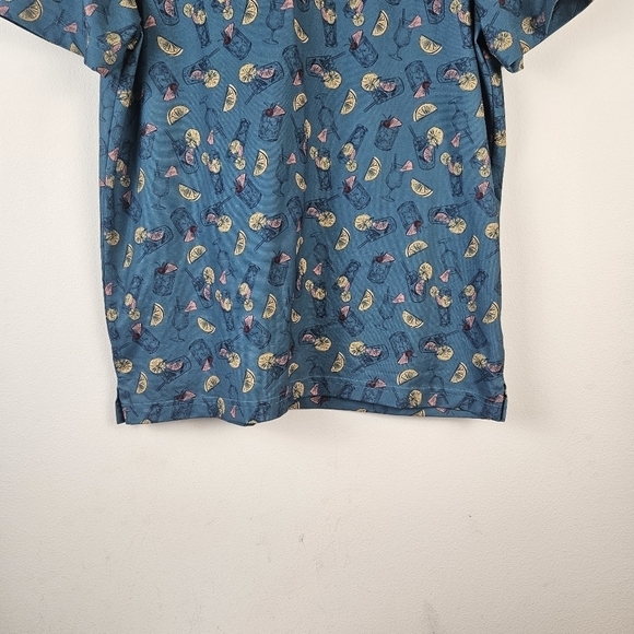Goodfellow & Co Polo Mens Size Large Teal Cocktails Drinks Tea Lemonade Shirt - Picture 2 of 8